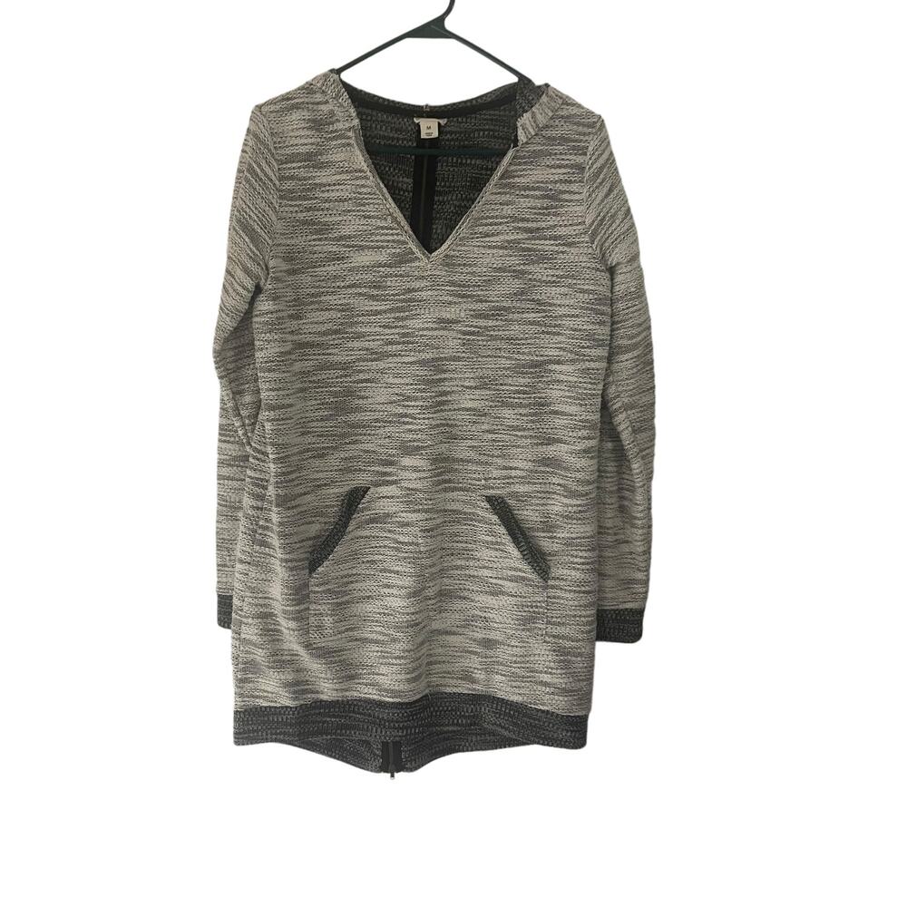 Dakini Women's Size Medium Oversized Heathered Back Zip Hooded‎ Sweater